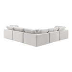 Comfy 119" Velvet Upholstered 5pc. Modular Sectional in Cream