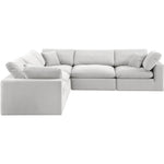 Comfy 119" Velvet Upholstered 5pc. Modular Sectional in Cream