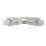 Comfy 119" Velvet Upholstered 5pc. Modular Sectional in Cream