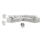Comfy 119" Velvet Upholstered 5pc. Modular Sectional in Cream