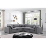 Comfy 119" Velvet Upholstered 5pc. Modular Sectional in Grey