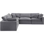 Comfy 119" Velvet Upholstered 5pc. Modular Sectional in Grey