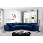 Comfy 119" Velvet Upholstered 5pc. Modular Sectional in Navy