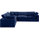 Comfy 119" Velvet Upholstered 5pc. Modular Sectional in Navy