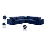 Comfy 119" Velvet Upholstered 5pc. Modular Sectional in Navy