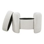 Horizon Boucle Fabric Upholstered Ottoman in Cream