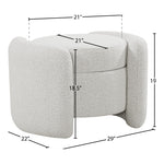 Horizon Boucle Fabric Upholstered Ottoman in Cream