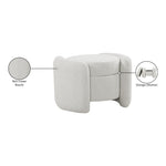Horizon Boucle Fabric Upholstered Ottoman in Cream