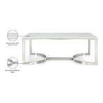 Copley Marble Veneer Top And Steel Base Coffee Table in Chrome
