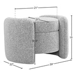 Horizon Boucle Fabric Upholstered Ottoman in Grey