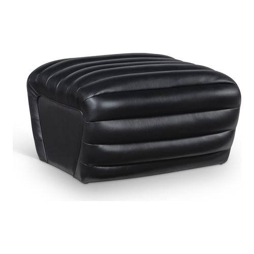 Vega Vegan Leather Upholstered Ottoman in Black