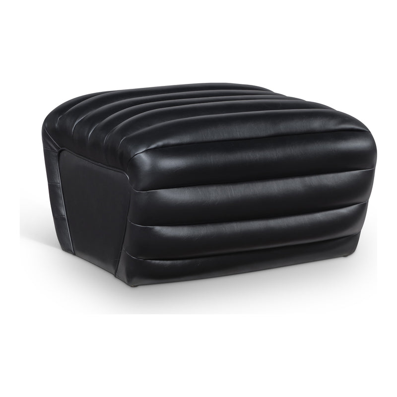 Vega Vegan Leather Upholstered Ottoman in Black