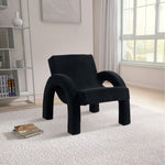 Corduroy Fabric Upholstered Accent Chair in Black