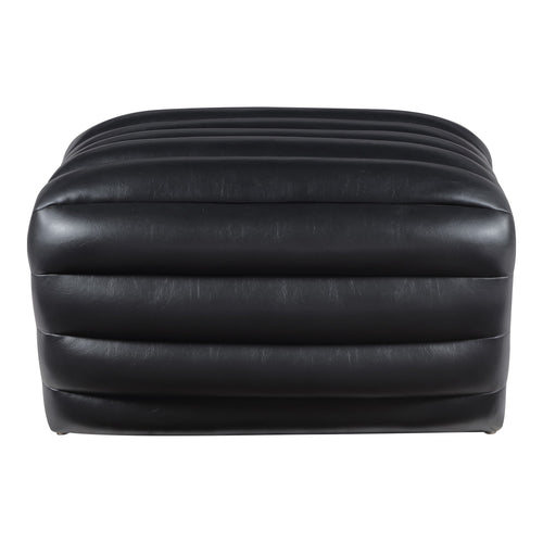 Vega Vegan Leather Upholstered Ottoman in Black