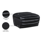 Vega Vegan Leather Upholstered Ottoman in Black
