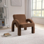 Corduroy Fabric Upholstered Accent Chair in Brown