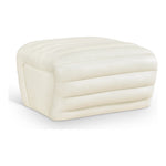 Vega Vegan Leather Upholstered Ottoman in Cream