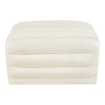 Vega Vegan Leather Upholstered Ottoman in Cream