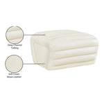 Vega Vegan Leather Upholstered Ottoman in Cream