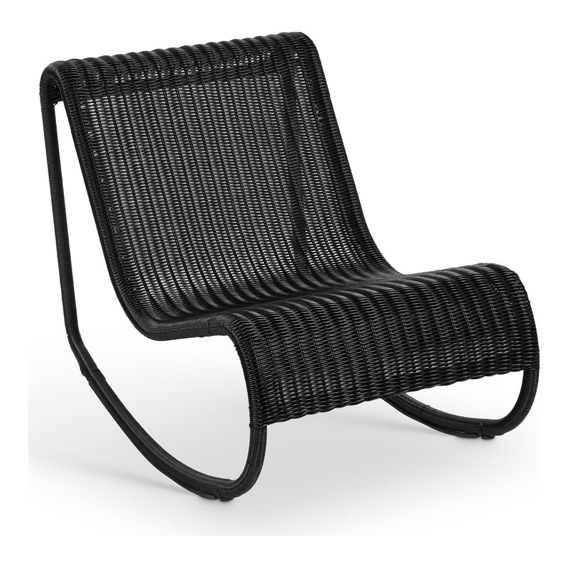 Antigua Wicker Outdoor Patio Rocking Chair in Black