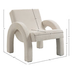 Corduroy Fabric Upholstered Accent Chair in Cream