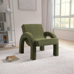 Corduroy Fabric Upholstered Accent Chair in Green