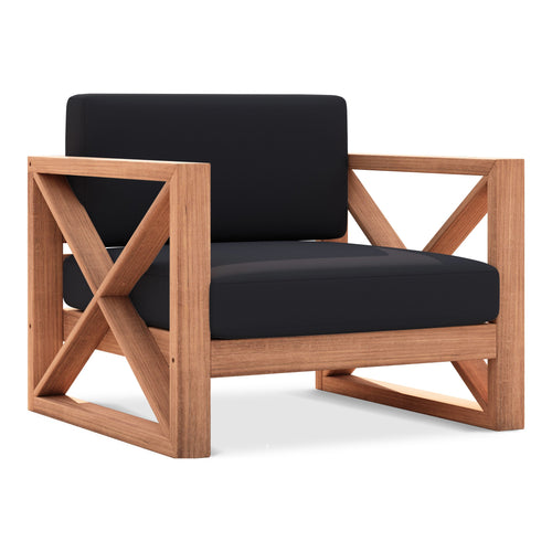 Anguilla Water Resistant Fabric Upholsetered Outdoor Patio Chair in Black