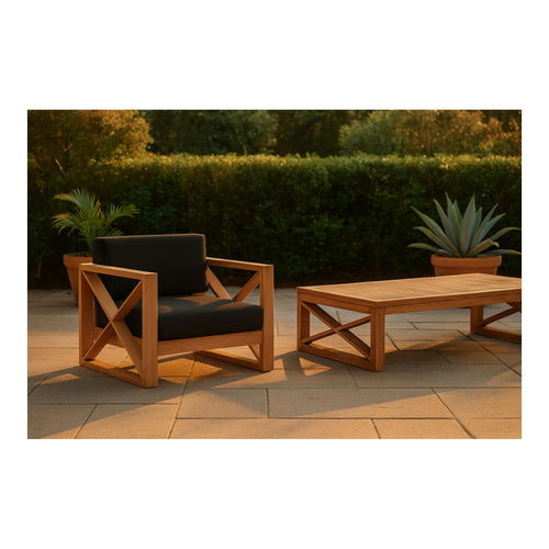 Anguilla Water Resistant Fabric Upholsetered Outdoor Patio Chair in Black