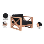 Anguilla Water Resistant Fabric Upholsetered Outdoor Patio Chair in Black