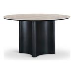 Corvina 46.5" Travertine Sintered Stone Top And Oak Veneer Base Dining Table in Black