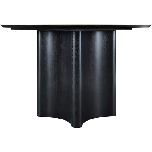 Corvina 46.5" Travertine Sintered Stone Top And Oak Veneer Base Dining Table in Black