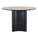 Corvina 46.5" Travertine Sintered Stone Top And Oak Veneer Base Dining Table in Black