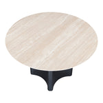Corvina 46.5" Travertine Sintered Stone Top And Oak Veneer Base Dining Table in Black