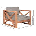 Anguilla Water Resistant Fabric Upholsetered Outdoor Patio Chair in Grey