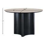 Corvina 46.5" Travertine Sintered Stone Top And Oak Veneer Base Dining Table in Black