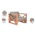 Anguilla Water Resistant Fabric Upholsetered Outdoor Patio Chair in Grey