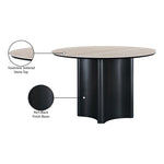 Corvina 46.5" Travertine Sintered Stone Top And Oak Veneer Base Dining Table in Black