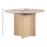 Corvina 46.5" Travertine Sintered Stone Top And Oak Veneer Base Dining Table in Natural
