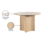 Corvina 46.5" Travertine Sintered Stone Top And Oak Veneer Base Dining Table in Natural
