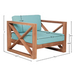 Anguilla Water Resistant Fabric Upholsetered Outdoor Patio Chair in Blue