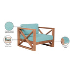 Anguilla Water Resistant Fabric Upholsetered Outdoor Patio Chair in Blue