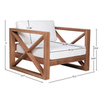 Anguilla Water Resistant Fabric Upholsetered Outdoor Patio Chair in Off White