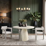Cosenza 48.5" Travertine Finish Concrete Indoor / Outdoor Dining Table in Natural