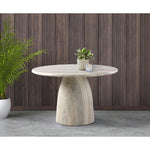 Cosenza 48.5" Travertine Finish Concrete Indoor / Outdoor Dining Table in Natural