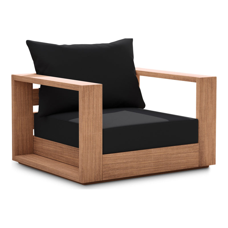 Tulum Water Resistant Fabric Upholstered Outdoor Patio Accent Chair in Black