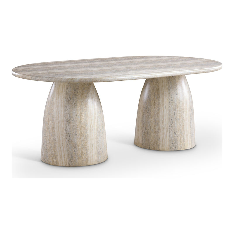 Cosenza 78" Travertine Finish Concrete Indoor / Outdoor Dining Table (3 Boxes) in Natural