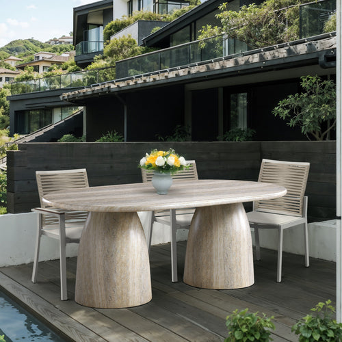 Cosenza 78" Travertine Finish Concrete Indoor / Outdoor Dining Table (3 Boxes) in Natural