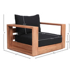 Tulum Water Resistant Fabric Upholstered Outdoor Patio Accent Chair in Black