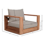 Tulum Water Resistant Fabric Upholstered Outdoor Patio Accent Chair in Grey