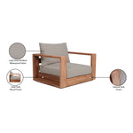 Tulum Water Resistant Fabric Upholstered Outdoor Patio Accent Chair in Grey
